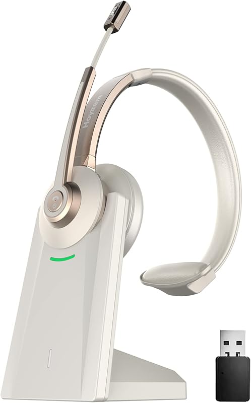Gold Bluetooth Wireless Headset with Noise‑Canceling Mic