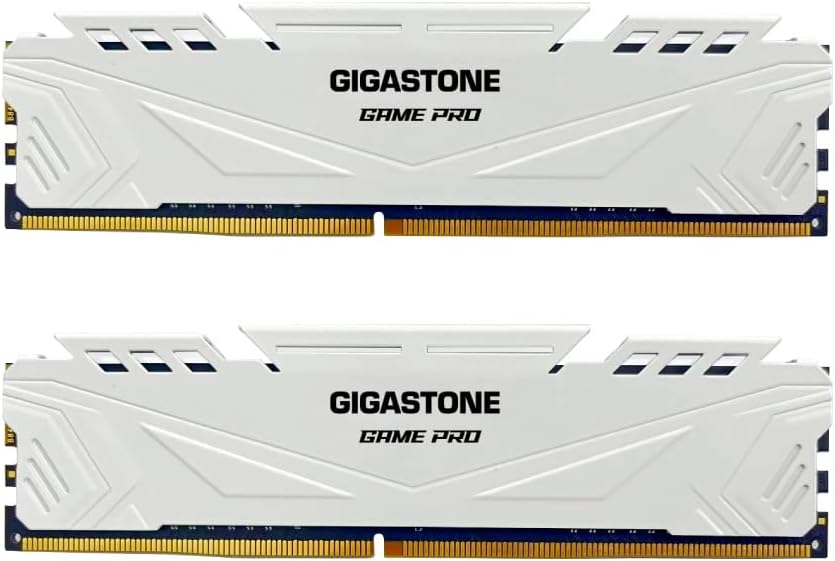 GIGASTONE Game PRO DDR4 32GB (2×16GB) 3200 MHz CL16 1.35 V Intel XMP 2.0 White High‑Performance Gaming Desktop Memory