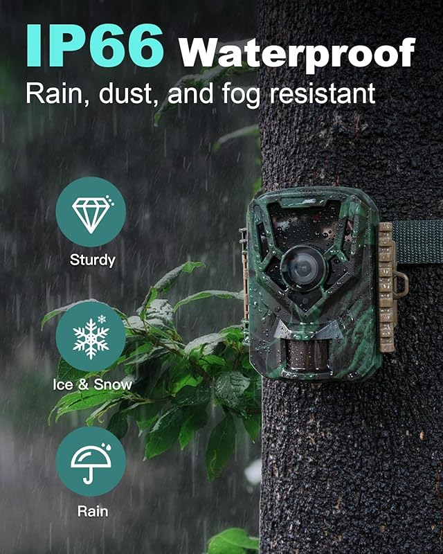 KJK 36MP Trail Camera, 2.7K Mini Game Cam with 0.1s Trigger, 130° Wide