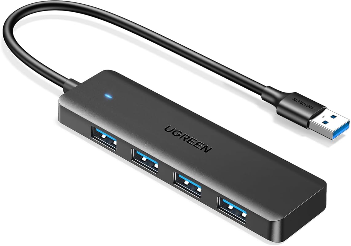 UGREEN Ultra‑Slim 4‑Port USB 3.0 Hub A splitter for mouse, keyboard, f