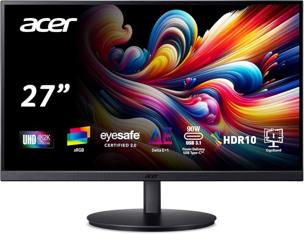 Acer CB272K 27‑Inch 4K IPS Monitor – 99% sRGB, 90W USB‑C Power Deliver