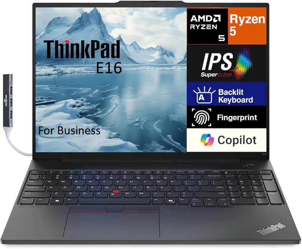 Lenovo ThinkPad E16 Gen 1 Business Laptop – 16″ WUXGA IPS 300 nits, AM