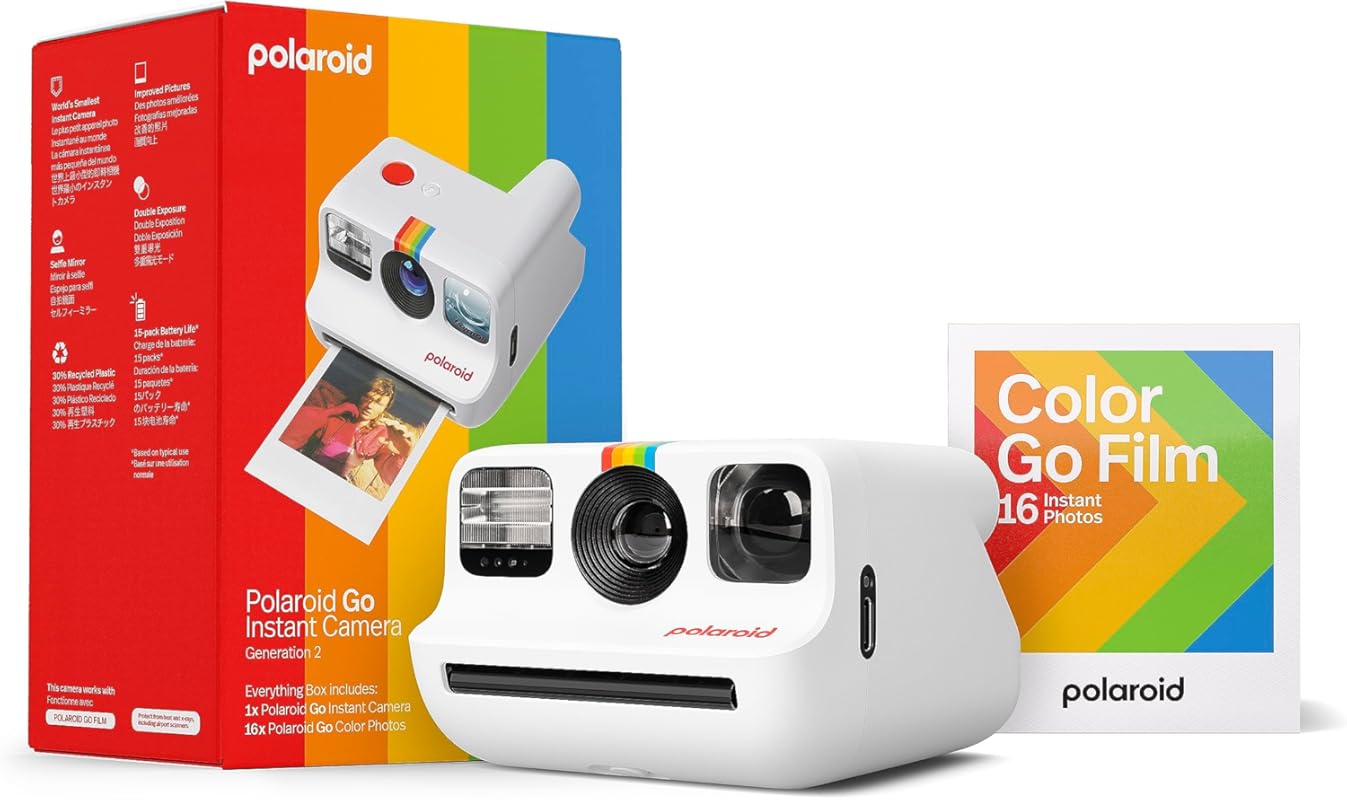 Polaroid Go Generation 2 Mini Instant Camera in White with 16‑Photo Film Bundle – Compact Fun Anywhere