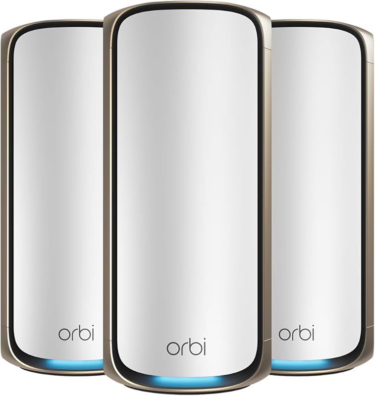 NETGEAR Orbi 970 Quad‑Band Wi‑Fi 7 Mesh – Router + 2 Satellites, 27 Gb