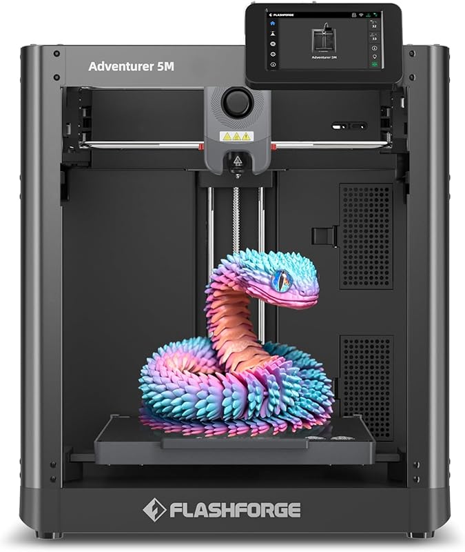 FLASHFORGE Adventurer 5M CoreXY 3D Printer with Auto Leveling, 600 mm/s Speed, 280 °C Direct Extruder, 220³ mm Build Volume, All‑Metal Frame