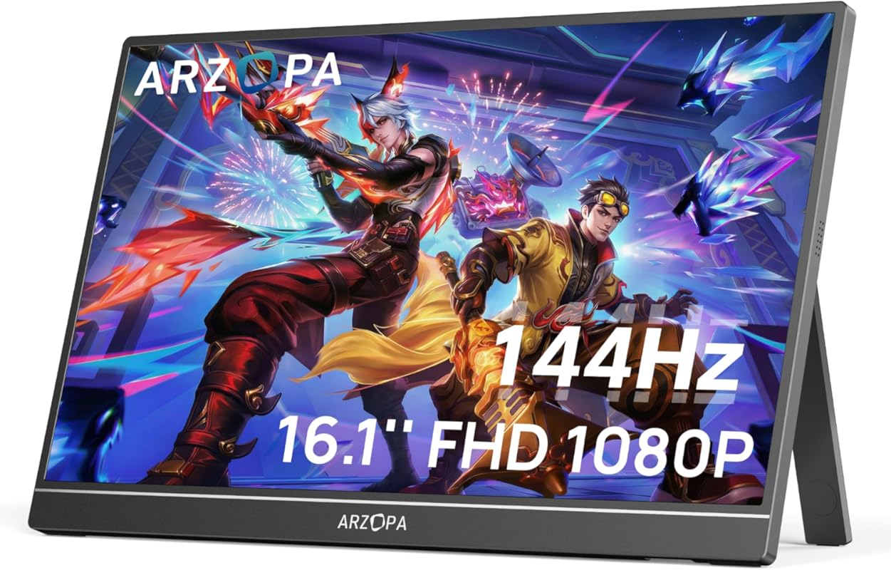 ARZOPA 16.1‑Inch Portable Gaming Monitor Z1FC, 1080p FHD, 144 Hz Refre