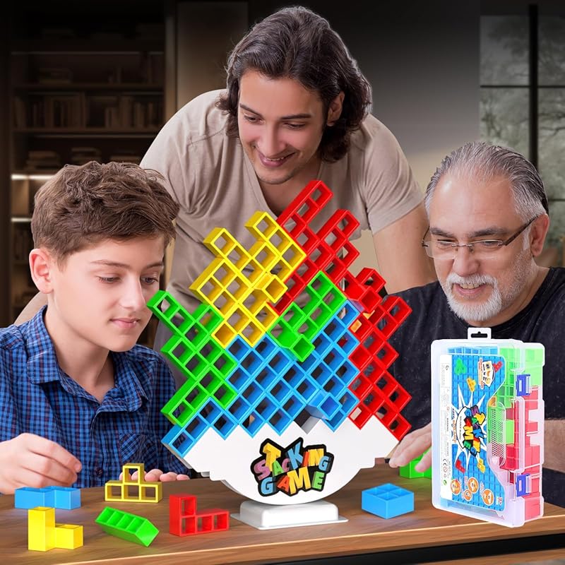 BBnote 48‑Piece Stack Game – Tetra Tower Balance Blocks for Family Tra