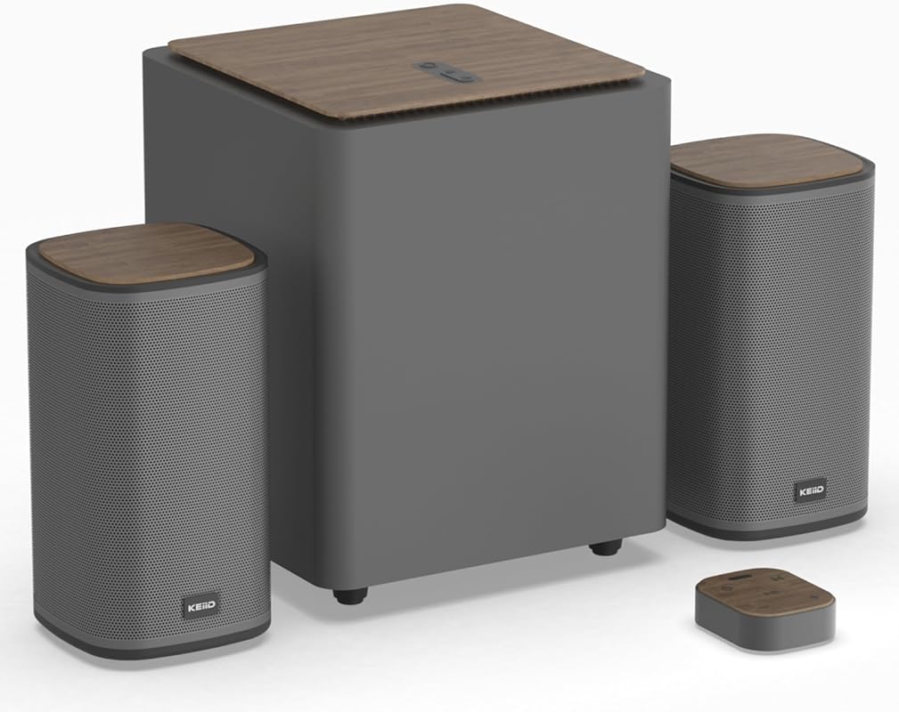 KEiiD 2.1 Bluetooth Computer Speakers with Wireless Subwoofer, Touchpa
