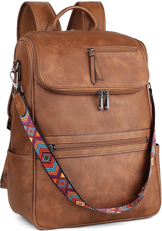 FADEON Women’s Leather Laptop Backpack with Dedicated Laptop Compartme