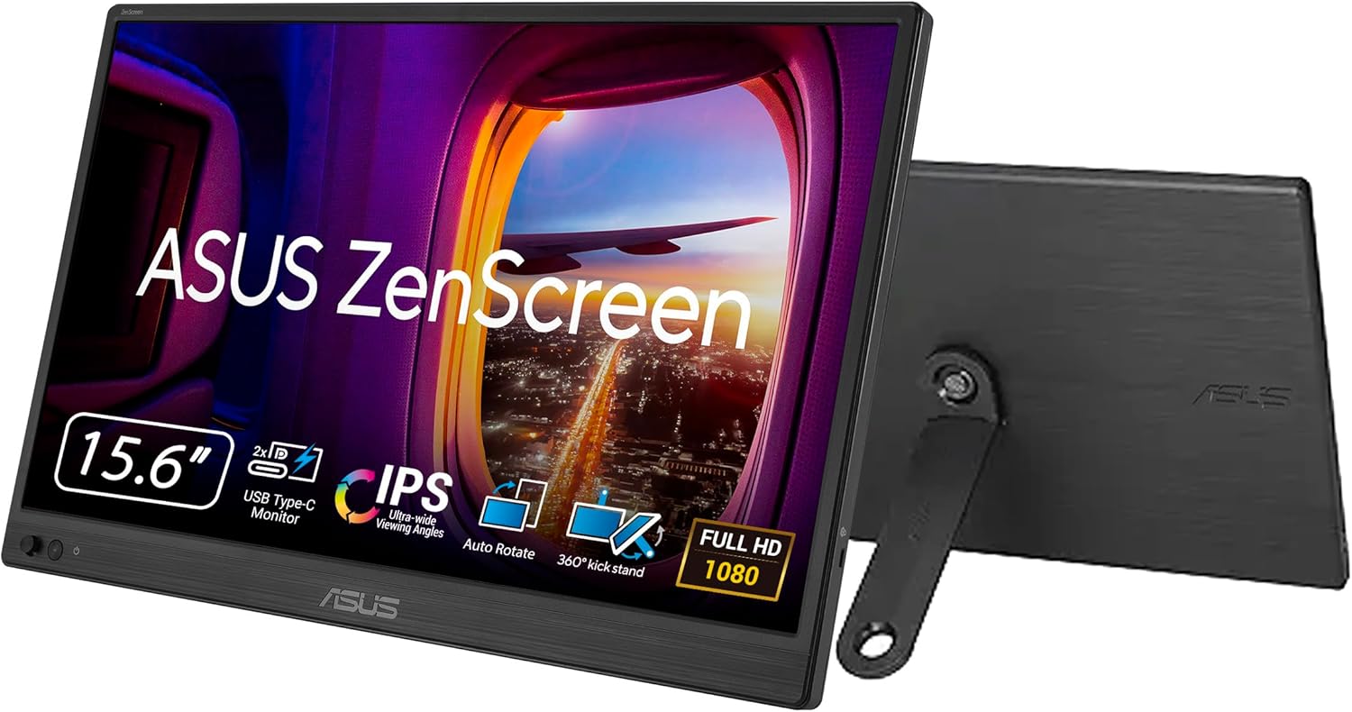ASUS ZenScreen 15.6‑inch Portable Monitor (MB169CK), Dual USB‑C & Mini