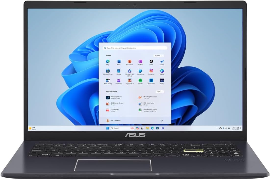 ASUS Vivobook Go 15.6‑Inch Slim Laptop, Intel Dual‑Core N4500, 4 GB RA
