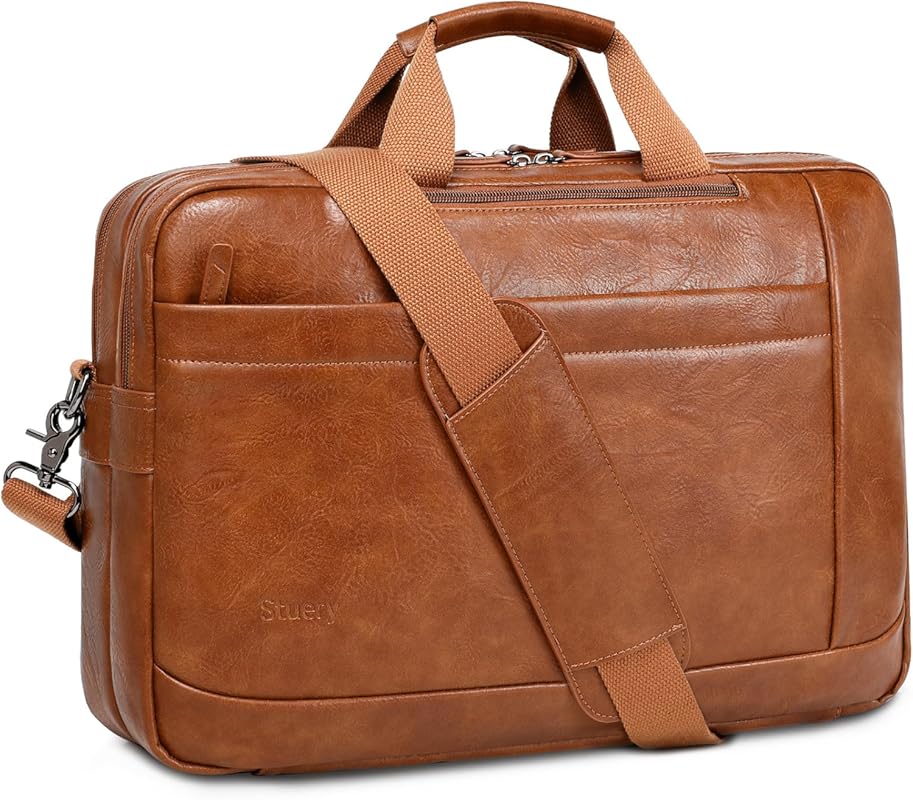 Faux Leather 17‑Inch 3‑in‑1 Messenger Bag – Convertible Backpack, Shou