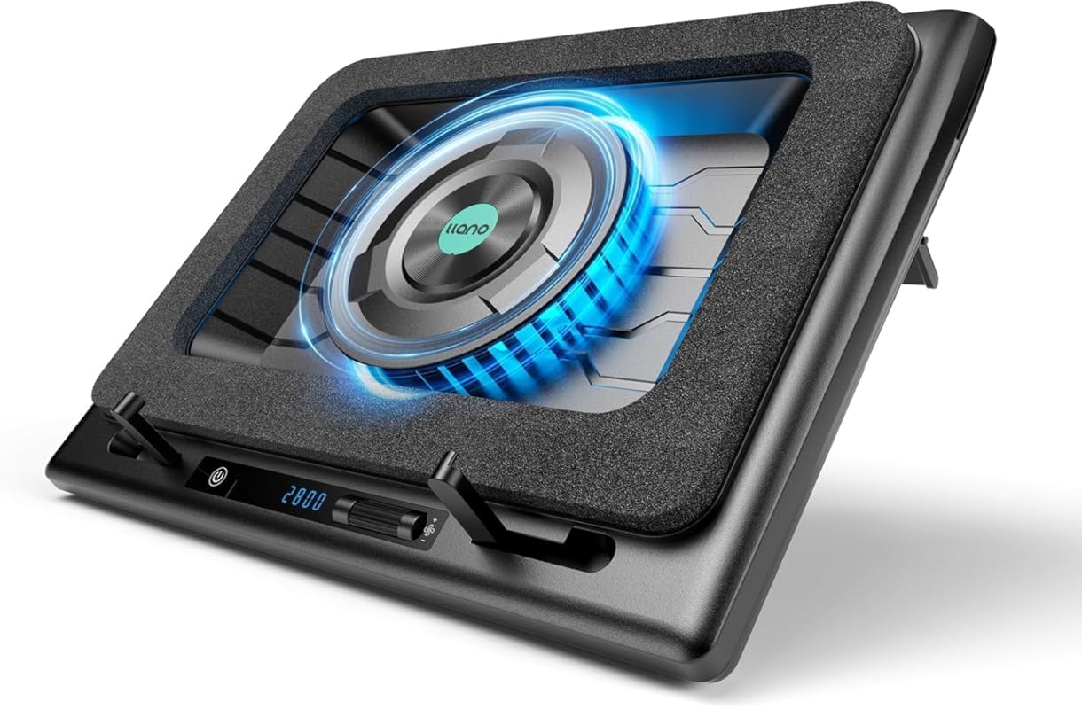 llano V12 Gaming Laptop Cooler Stand with 5.5‑inch Turbo Fan, Adjustab