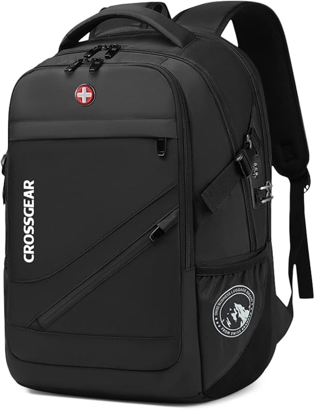 CROSSGEAR 17.3″ Anti‑Theft Laptop Backpack, Water‑Resistant Black Trav