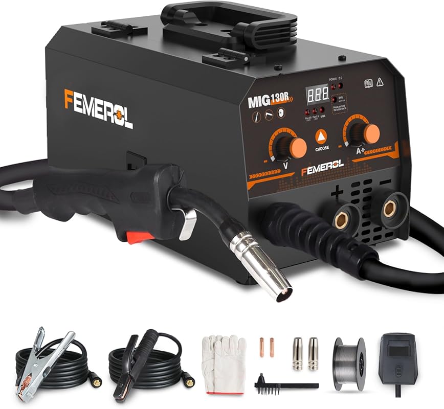 FEMEROL 130A 2‑in‑1 Portable MIG/Flux‑Core & Stick Welder, Gasless IGB