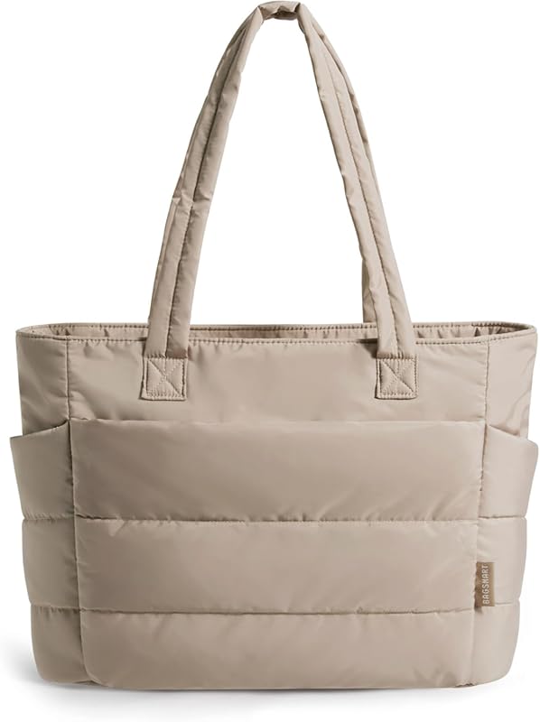 BAGSMART Lightweight Puffy Tote for Women – Quilted Travel Shoulder Bag