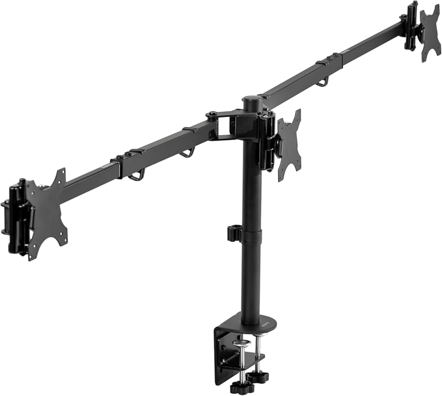 VIVO Premium Triple Monitor Desk Mount – Telescoping Arms