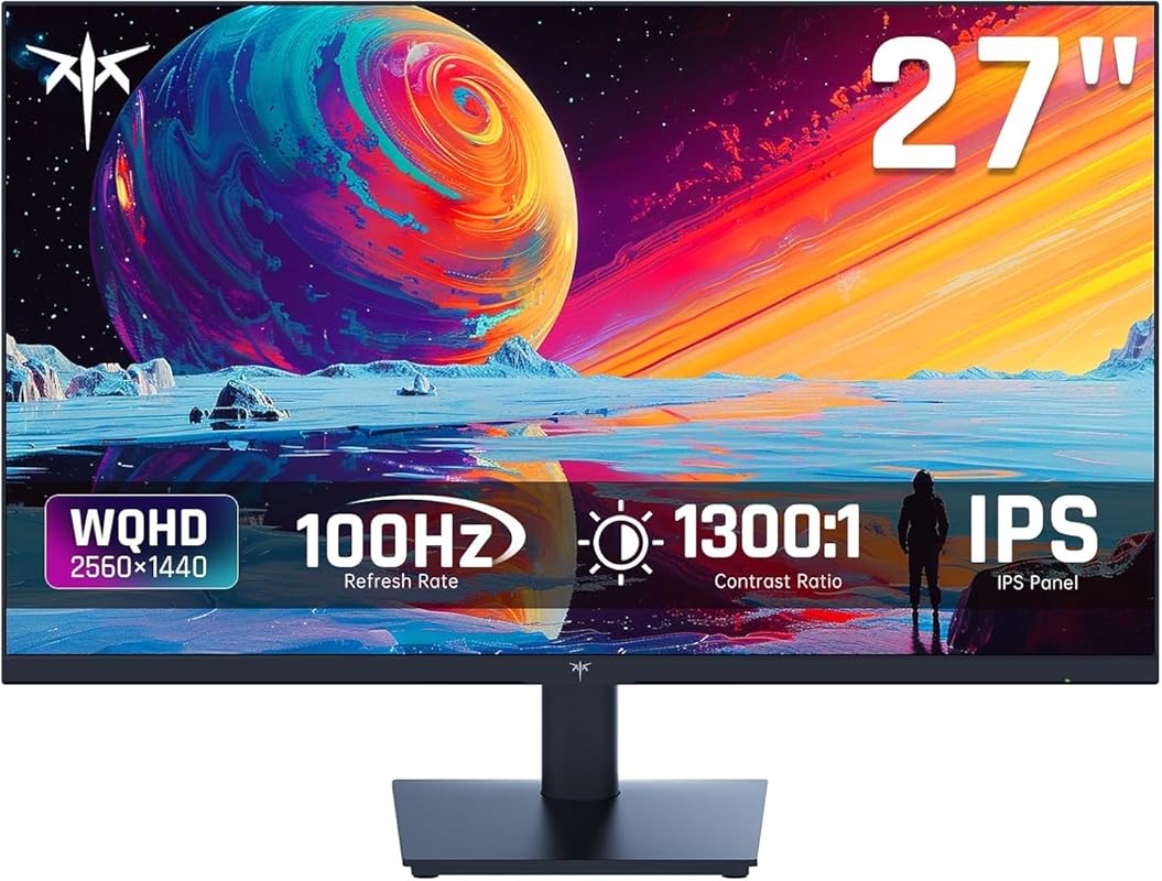 KTC 27‑Inch QHD IPS Monitor, 100 Hz Refresh, FreeSync & G‑Sync, 123% sRGB – Gaming & Work