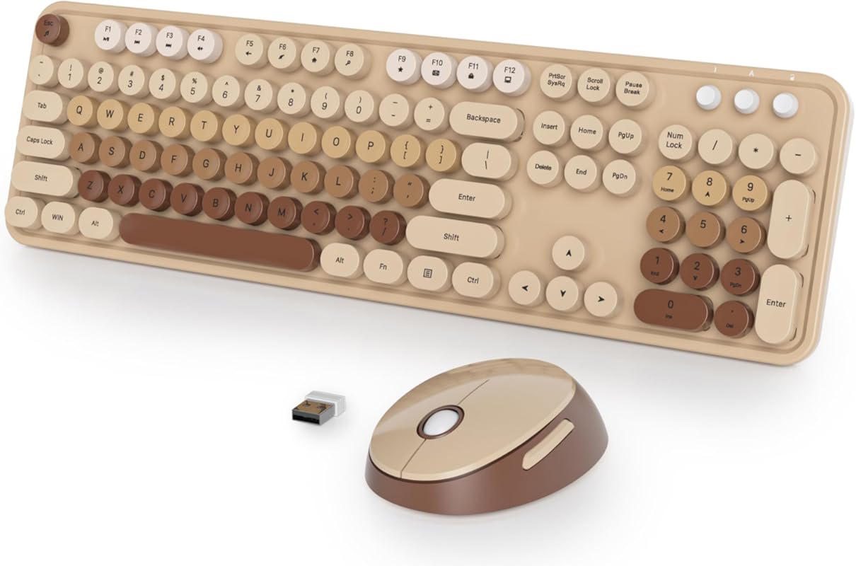 Fogruaden Wireless Keyboard & Mouse Combo, Full‑Size Typewriter Mechan