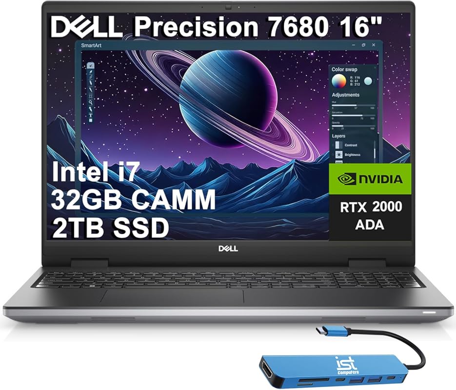 Dell Precision 7000 7680 Mobile Workstation – 16" FHD+, Intel i7‑13850, NVIDIA RTX 2000 Ada 8 GB, 32 GB DDR5, 2 TB SSD, IST Hub, Pro Max, Win 11 Pro