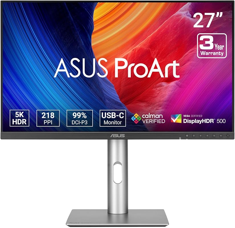 ASUS ProArt PA27JCV 27‑Inch 5K HDR Professional Monitor, IPS 99% DCI‑P