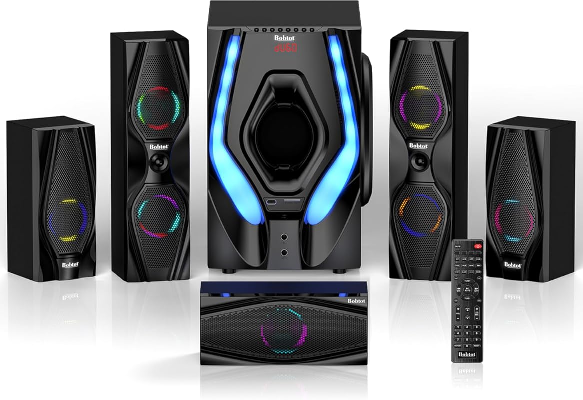 Bobtot 5.1/2.1 Home Theater System with 1200W Peak Power, 10" Subwoofe
