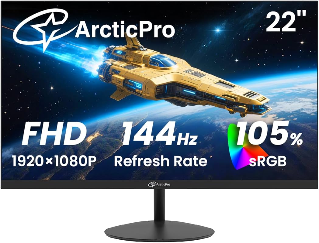 ArcticPro 22‑Inch 144Hz Full HD Monitor, 105% sRGB, 3000:1 Contrast, F