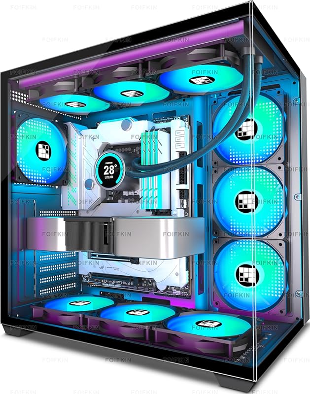 FOIFKIN F600 Mid‑Tower Gaming Case – 7 PWM ARGB Fans, 270° Panoramic G