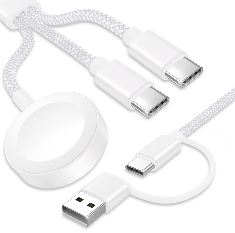 TOP‑UP 3‑in‑1 USB‑C Cable 4 ft Fast Charger for Apple Watch Ultra 2, SE 2, Series 11‑1, iPhone 15/16/17, iPad & AirPods