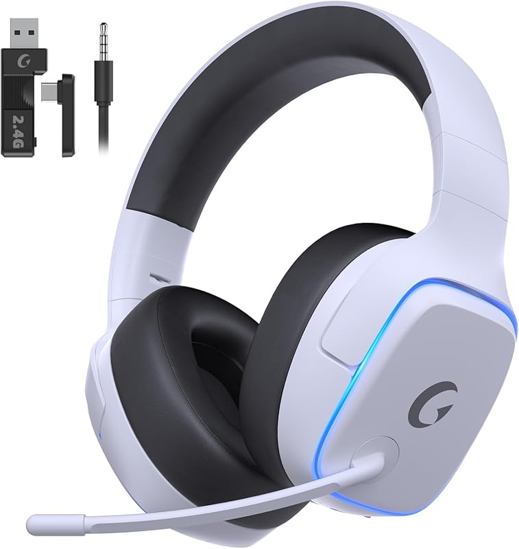 Gvyugke 2.4GHz Wireless Gaming Headset for PS5/PS4/PC/Switch, Bluetoot