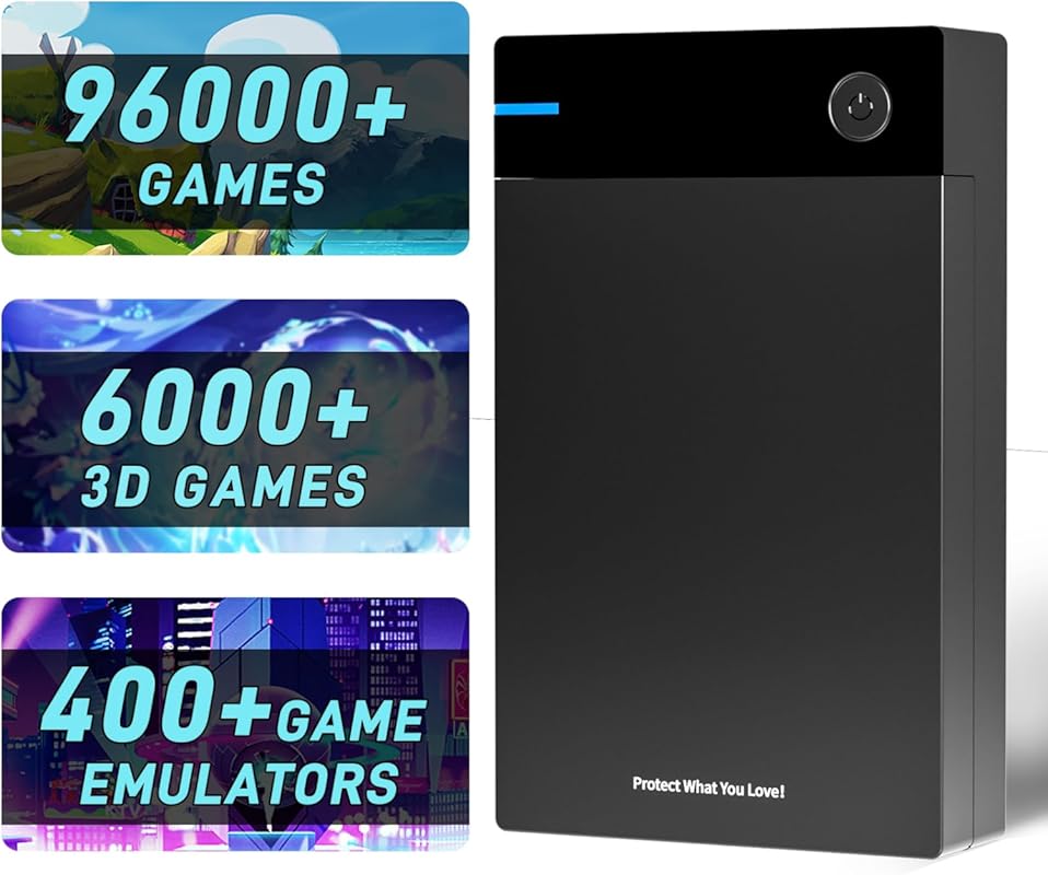 Kinhank 12TB Retro Game Hard Drive – 96,000+ Games, Compatible with 40