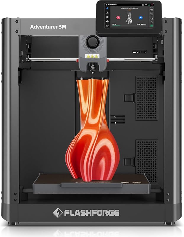 FLASHFORGE AD5M CoreXY 3D Printer with 1‑Click Auto Calibration, 600 mm/s Speed, All‑Metal Structure, Quick‑Swap Nozzle, 220³ mm Build