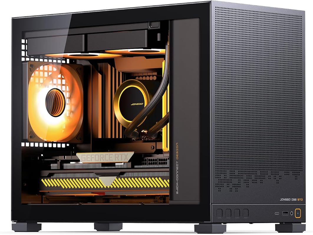 JONSBO D32 STD Micro‑ATX Case, High Compatibility Mini Desktop, Supports MATX Back‑Connect/BTF, 365mm GPU, 240mm AIO, 163mm Cooler, ATX/SFX‑L PSU, USB 3.2 – Black
