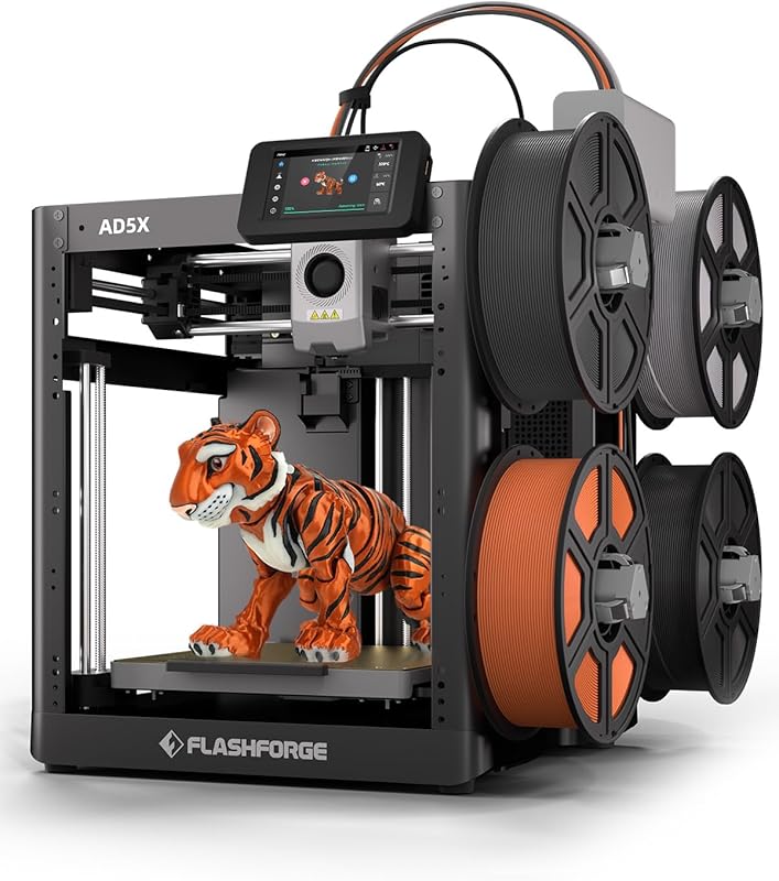 FLASHFORGE AD5X Multi‑Color CoreXY 3D Printer, 600 mm/s High Speed, 1‑Click Auto Leveling, 300 °C Direct Drive, 220³ mm Build Volume, Precise Efficiency