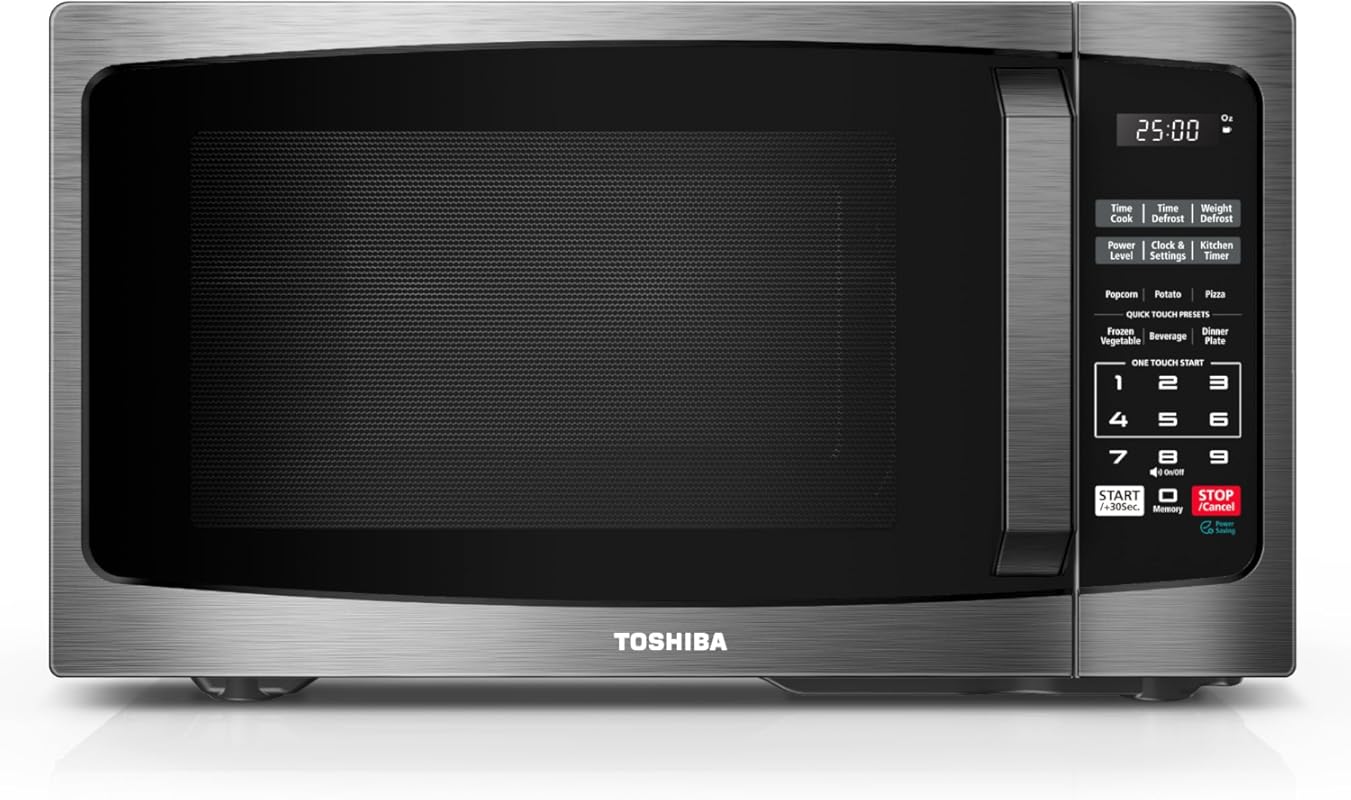 TOSHIBA ML-EM09PA Small Countertop Microwave, 0.9 cu ft, 900W, LED Lig