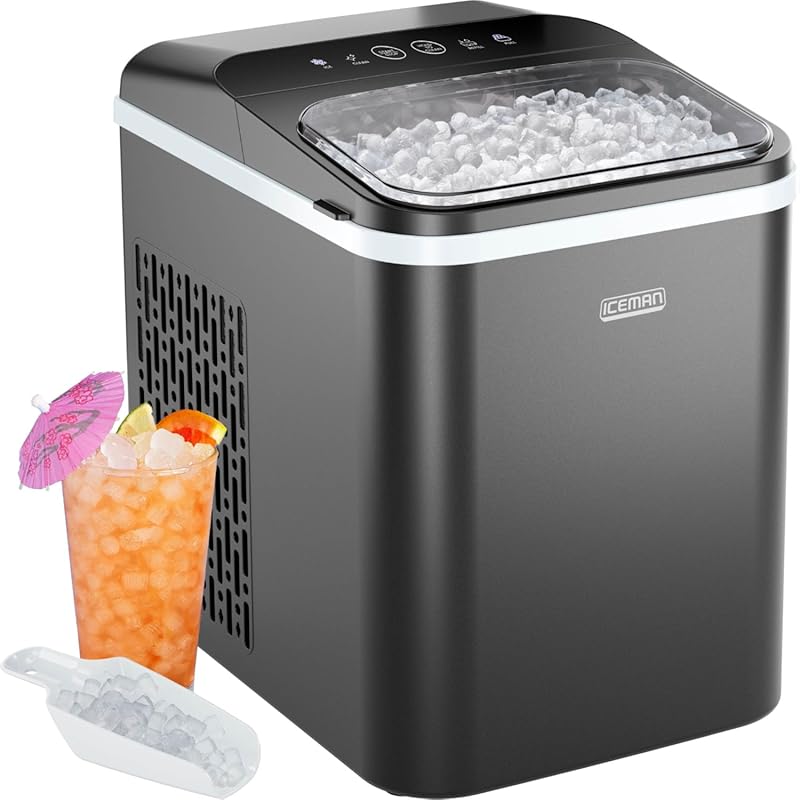 Iceman Compact Pebble Ice Machine – 26 lb/Day Chewable Pellets in 8 mi