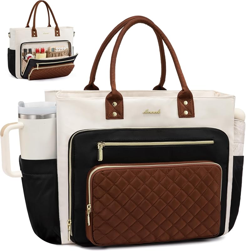 LOVEVOOK Teacher Work Tote for Women – Laptop Bag with Large Cup Holder