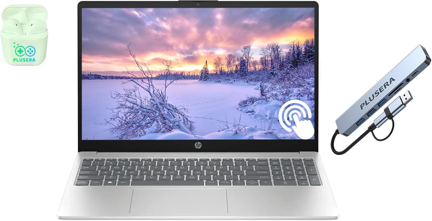 HP 15.6 Silver Touchscreen Laptop, Intel i3 6‑Core, 64GB RAM, 2TB SSD