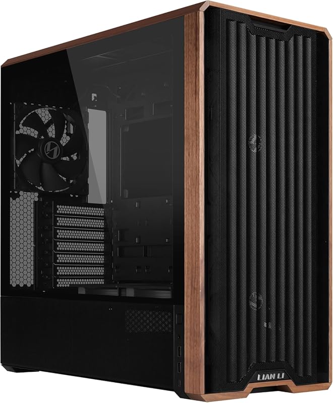 Lian‑Li LanCool 217 Walnut Wood ATX Mid‑Tower Case – Black, 5 Pre‑Inst