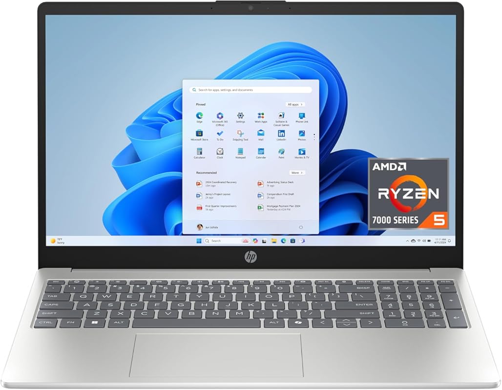 HP 15.6‑Inch HD Touchscreen Laptop, AMD Ryzen 5 7520U, 8 GB RAM, 512 G