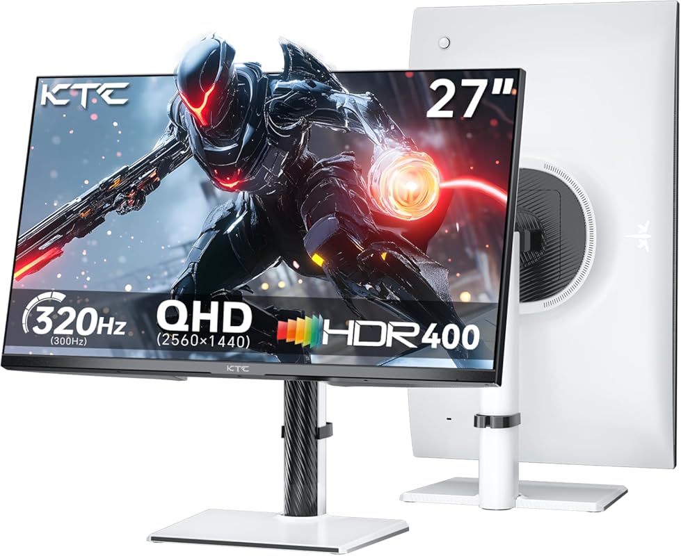 KTC 27‑Inch White Gaming Monitor H27E6, 300Hz/320Hz, QHD 1440p IPS, Ad