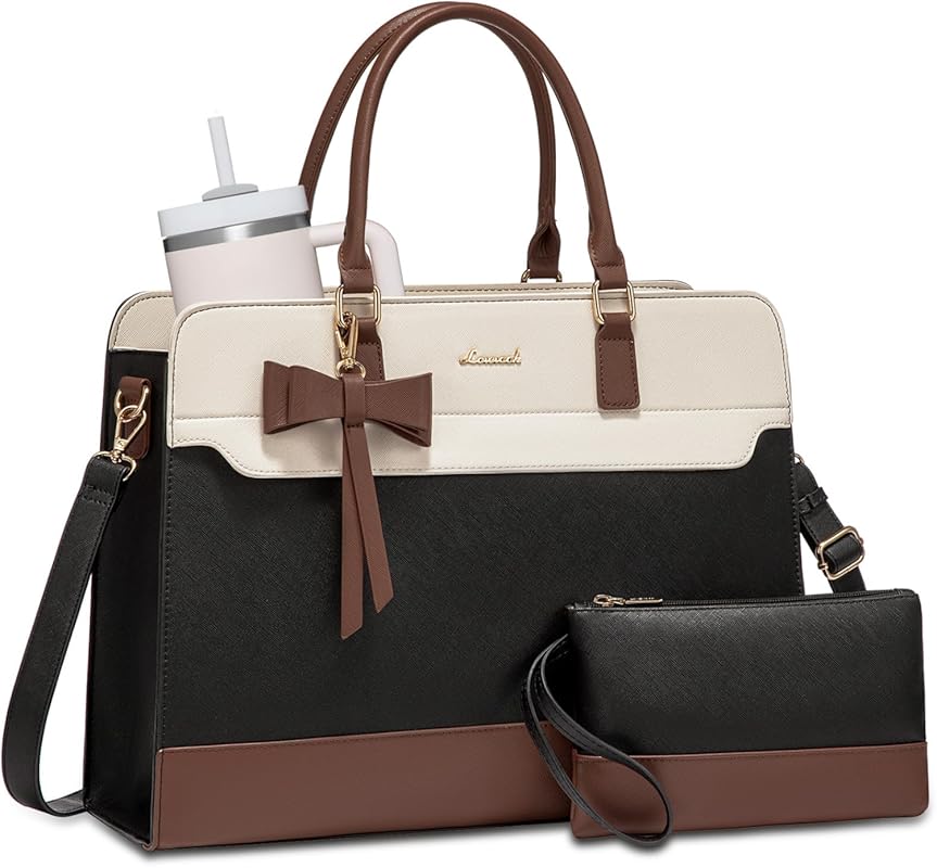 LOVEVOOK Leather Laptop Tote for Women – Waterproof Business Bag