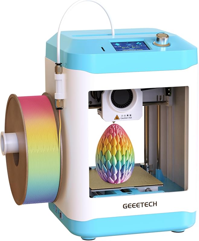 Fully Assembled Mini 3D Printer Kit for Kids & Beginners, Auto Leveling, 1 Roll Filament, SD Card, 250 mm/s Speed, High Precision