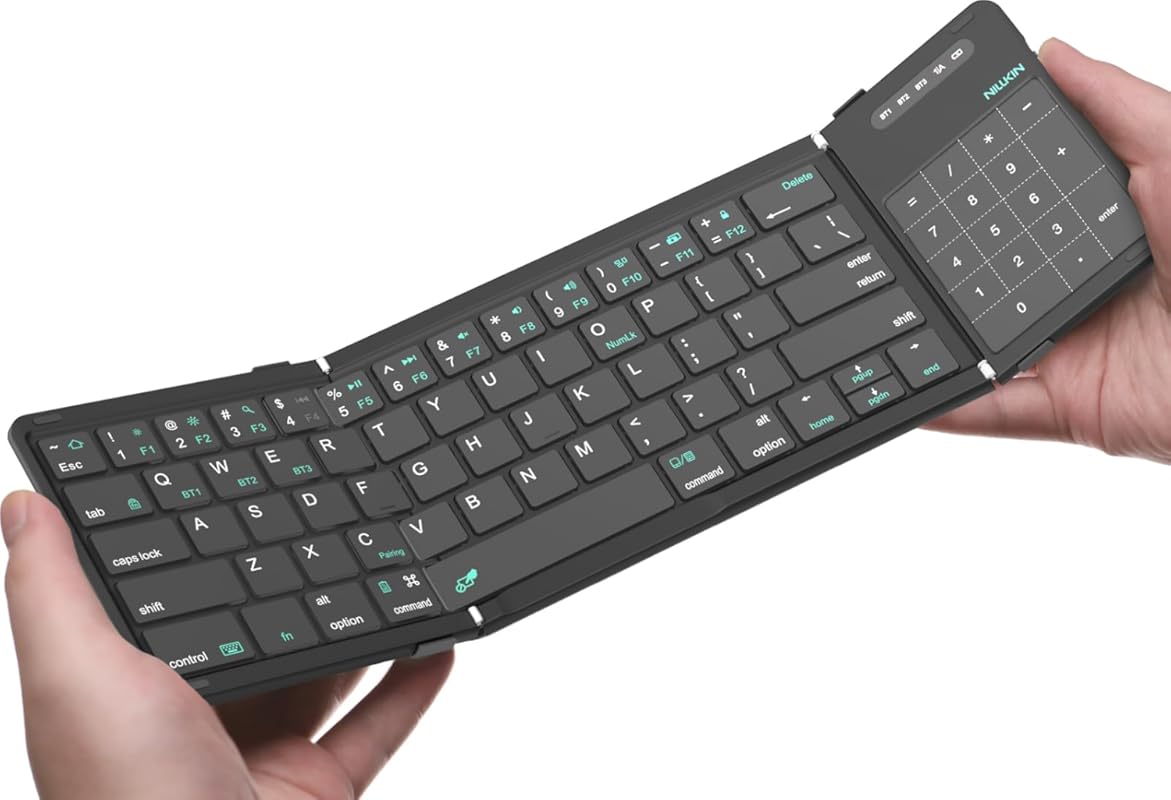 Nillkin Foldable Bluetooth Keyboard with Integrated Trackpad & Numpad – Full‑Size, Travel‑Ready, Triple‑Device Pairing for iPad, Laptop, PC & Smartphone