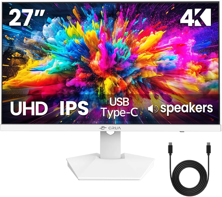 CRUA 27‑Inch 4K UHD Monitor – IPS Panel, 120% sRGB, AMD FreeSync, USB‑