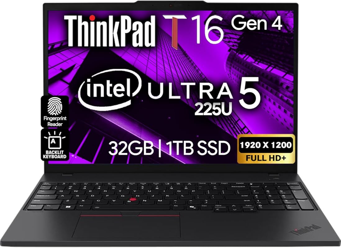 Lenovo ThinkPad T16 Gen 4 Business Laptop – 16″ FHD+ Display, Intel Ul