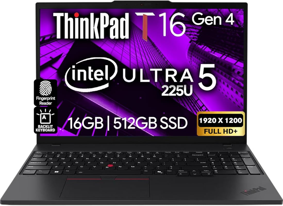 Lenovo ThinkPad T16 Gen 4 Business Laptop – 16″ FHD+ Display, Intel Ul