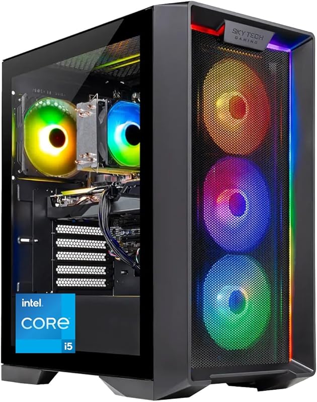 Skytech Nebula Gaming PC – Intel i5‑14400F, NVIDIA RTX 5060, 1TB NVMe SSD, 16 GB DDR5‑6000 RAM, 650 W Gold PSU, Wi‑Fi, Windows 11 Desktop