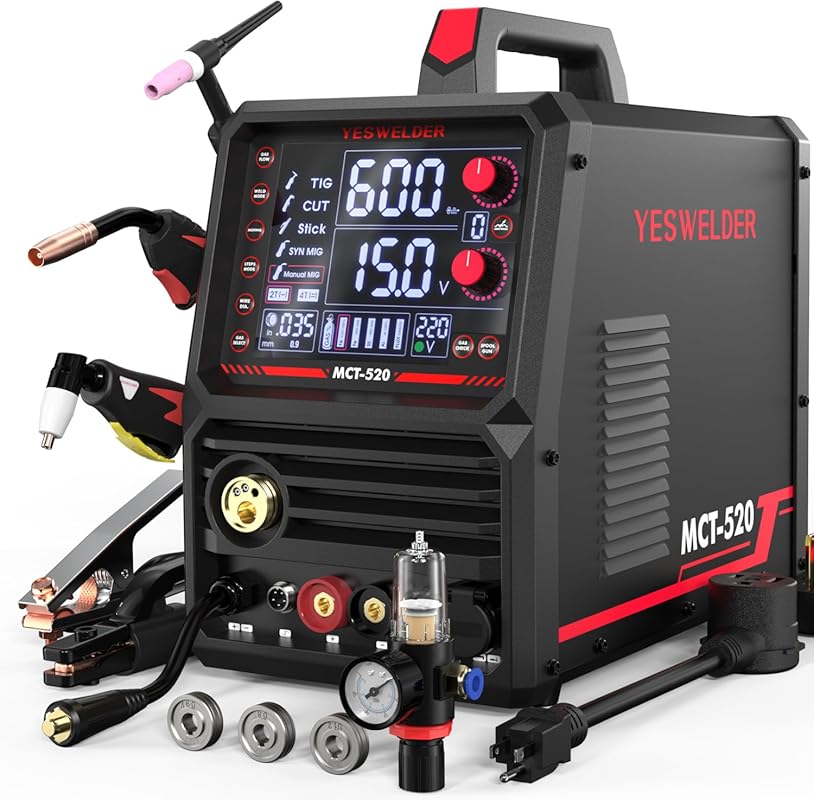 YESWELDER 6‑in‑1 MIG/Flux‑Core/TIG/Stick/Spool‑Gun Combo with 200A MIG