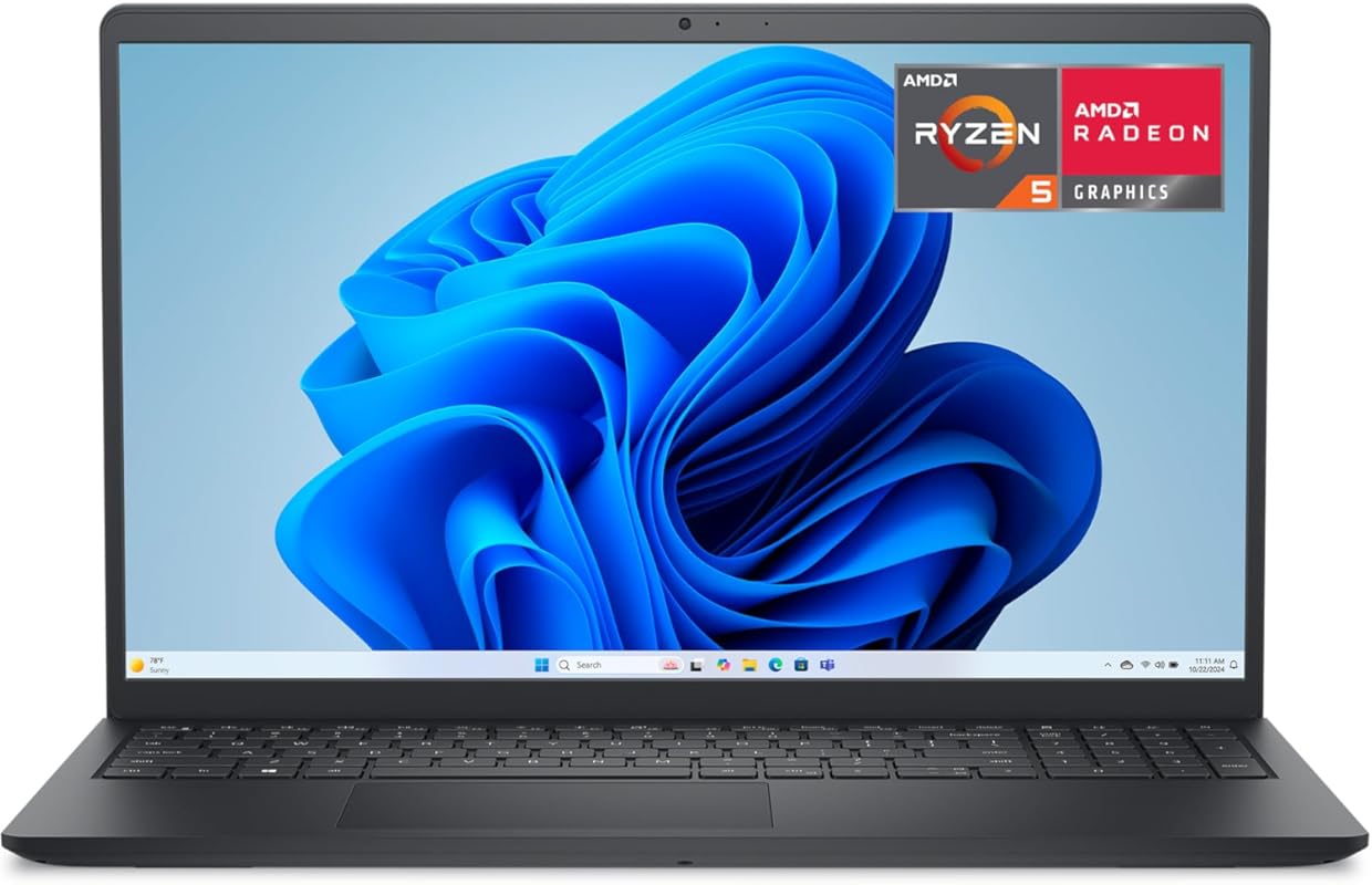 Dell 15‑inch Carbon Black Laptop with 15.6” FHD 120Hz Display, AMD Ryz